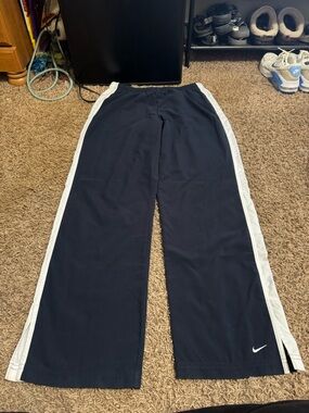 Nike Black Track Pants with White Side Stripes